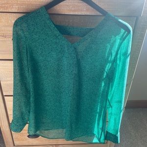 CAbi Green and Navy Blouse